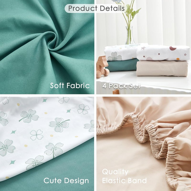 NacoMoco Store 4 عبوات من شراشف السرير للسرير الجانبي - 33"x20" شراشف سرير جانبي للأطفال من Baby Delight وAngelbliss وMaxi-COSI ومعظم أحجام الأسرة الجانبية العادية | شراشف سرير جانبي فائقة النعومة وصديقة للبشرة للأولاد والبنات - Image 5